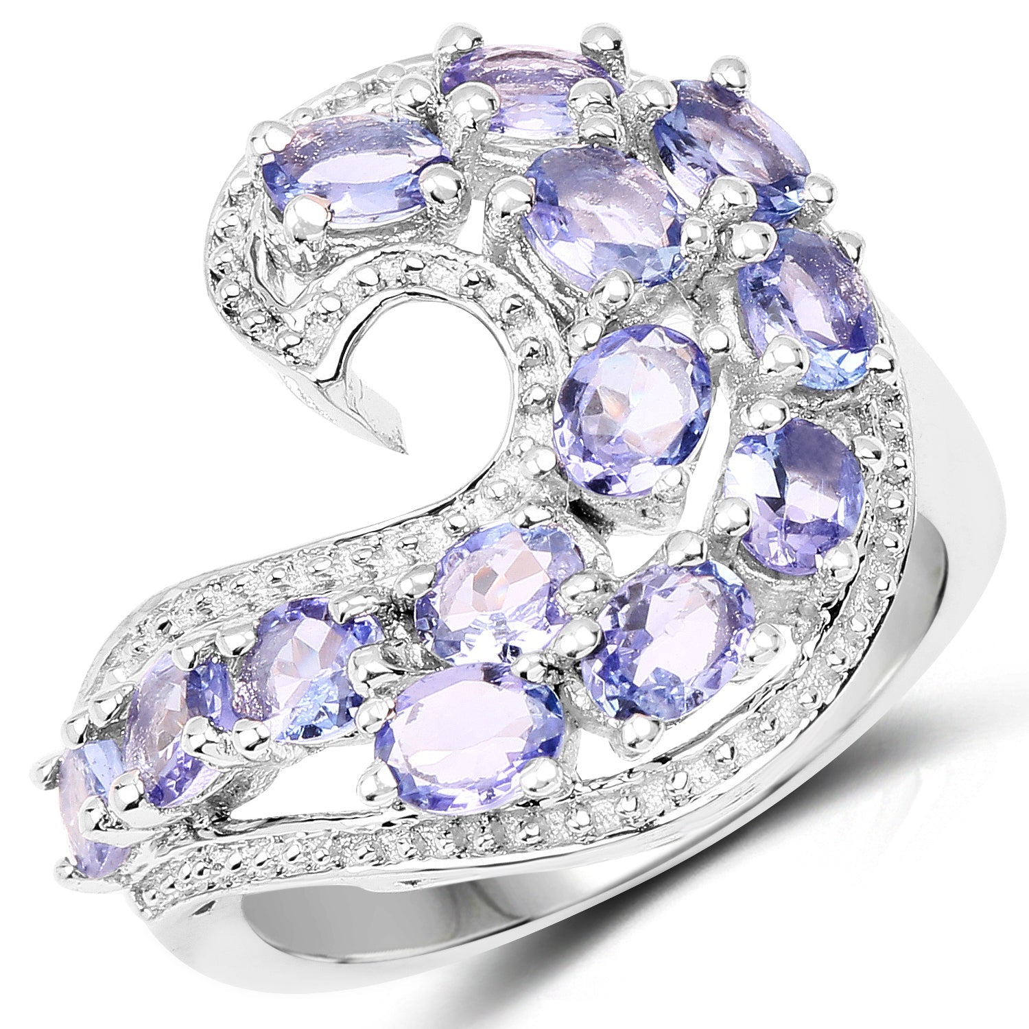 2.21 Carat Genuine Tanzanite .925 Sterling Silver Ring by Bids.com