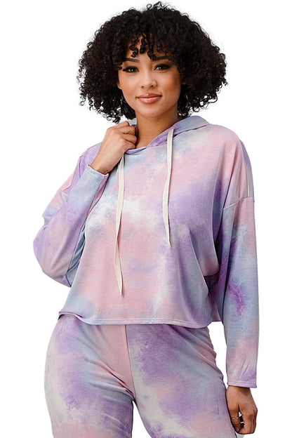 Women's French Terry Tie-Dye Lounge Set - Hooded Sweatshirt & Jogger Pants