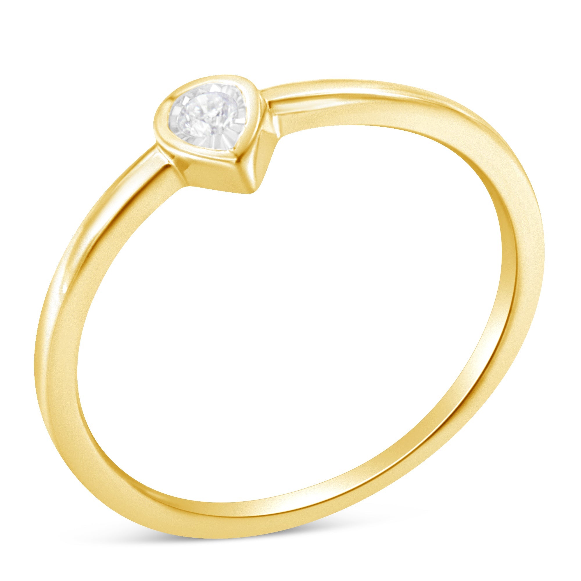 14K Yellow Gold Plated .925 Sterling Silver 1/20 Carat Diamond Teardrop Pear-Shaped Miracle Set Petite Fashion Ring (J-K Color, I1-I2 Clarity) - Size 6 by Bids.com