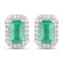 0.91 Carat Genuine Zambian Emerald and White Diamond 14K White Gold Earrings by Bids.com