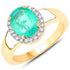 1.87 Carat Genuine Zambian Emerald and White Diamond 14K Yellow Gold Ring  DestGlow