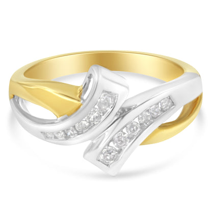 10K Two Toned Channel-Set Diamond Bypass Ring (1/4 cttw, I-J Color, I2 Clarity) by Bids.com