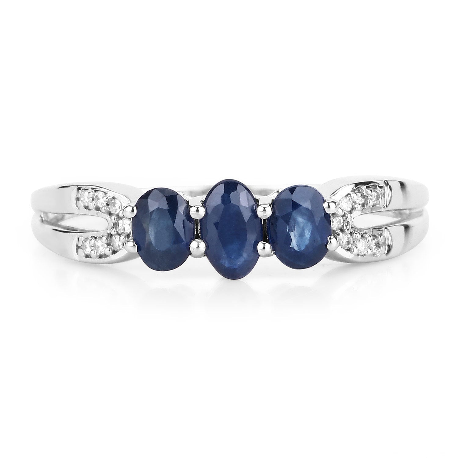 0.73 Carat Genuine Blue Sapphire and White Diamond 14K White Gold Ring by Bids.com