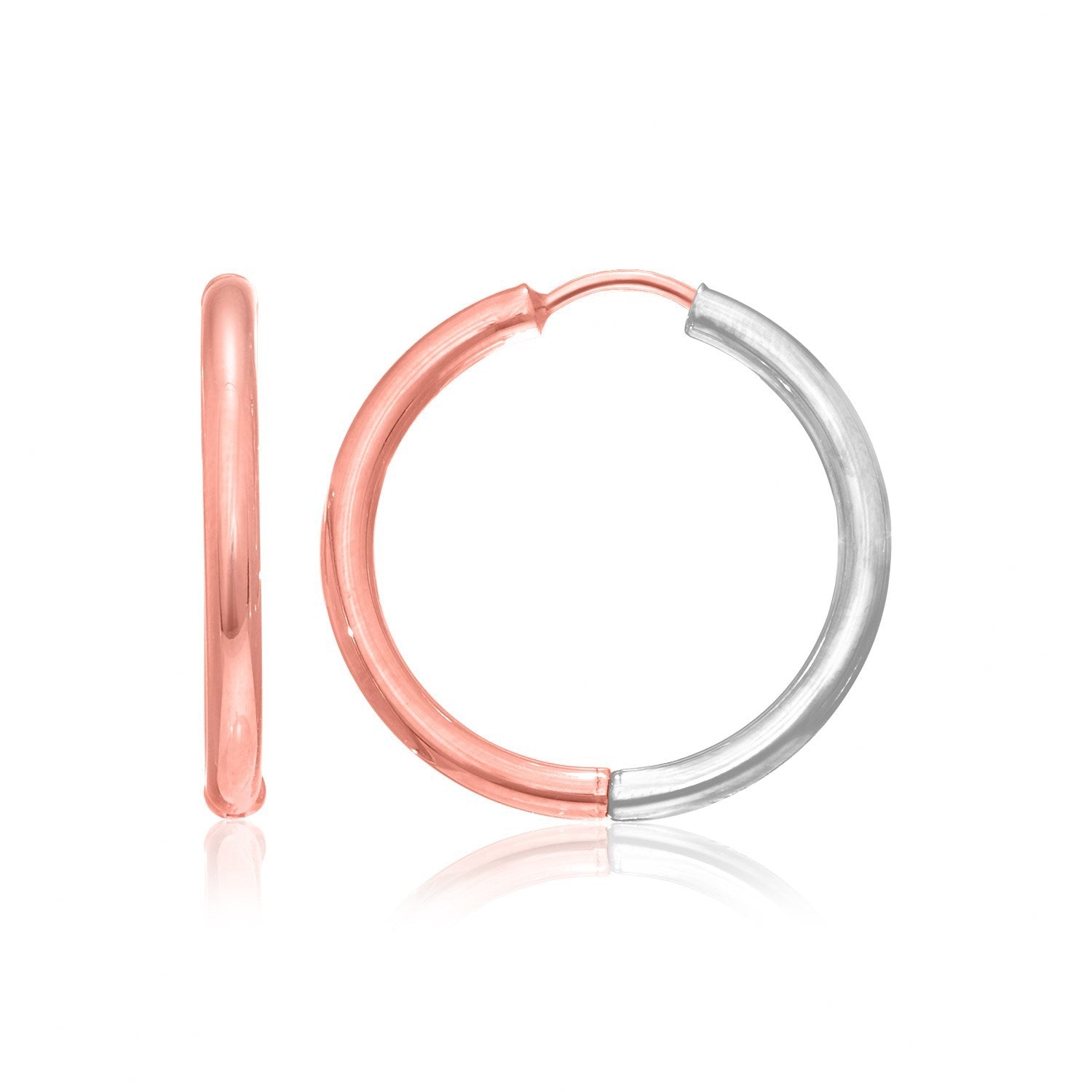 14k Rose &amp; White Gold Hinged Hoop Earrings by Bids.com