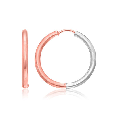 14k Rose &amp; White Gold Hinged Hoop Earrings by Bids.com