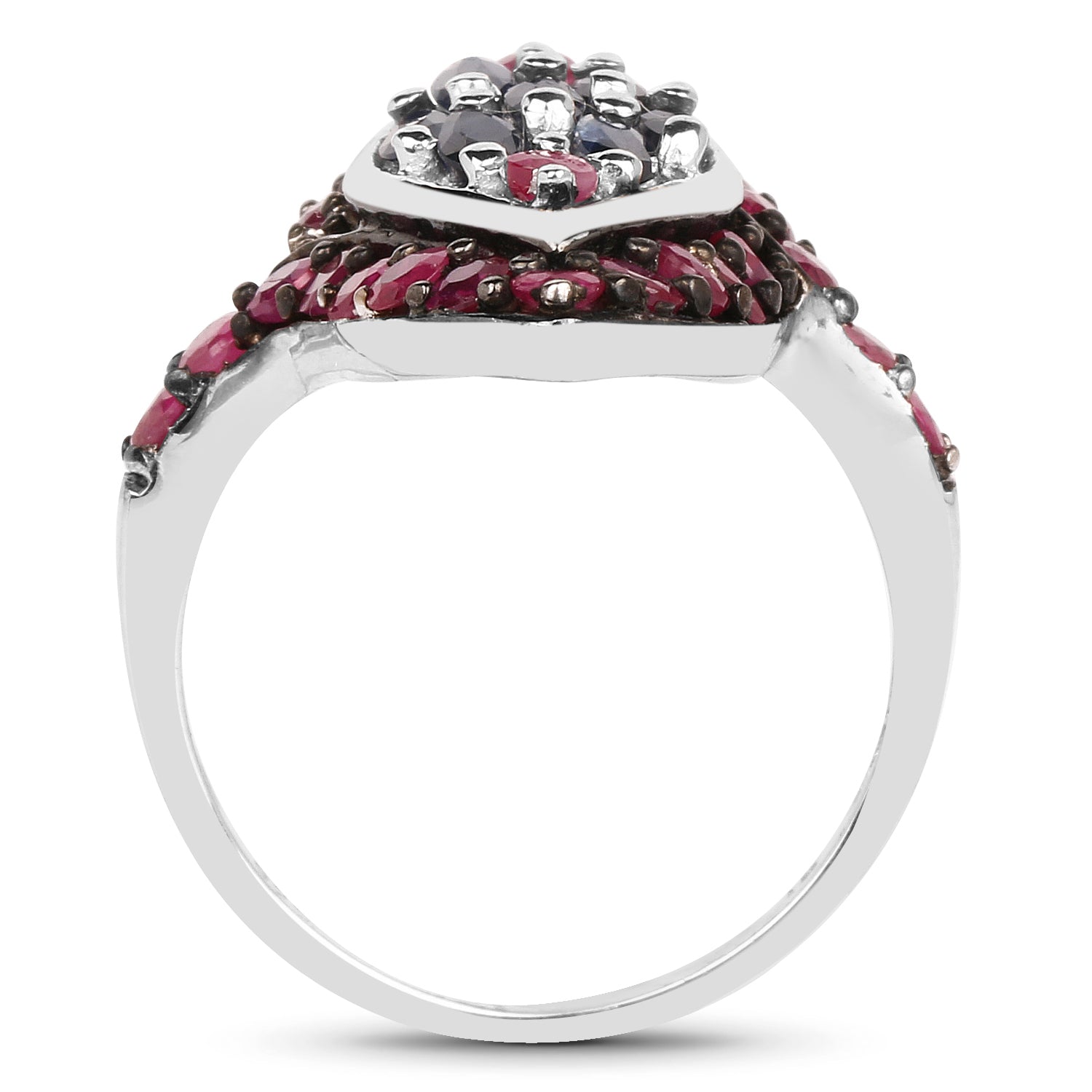 1.77 Carat Genuine Blue Sapphire and Ruby .925 Sterling Silver Ring by Bids.com