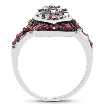 1.77 Carat Genuine Blue Sapphire and Ruby .925 Sterling Silver Ring by Bids.com
