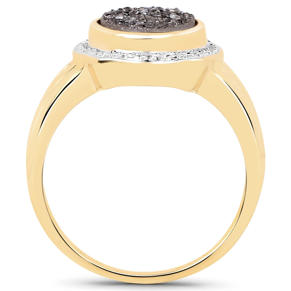 14K Yellow Gold Plated 4.50 Carat Genuine Drusy Quartz .925 Sterling Silver Ring by Bids.com