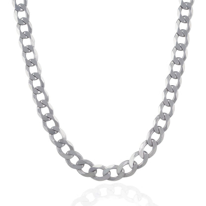 Rhodium Plated 11.6mm Sterling Silver Curb Style Chain by Bids.com