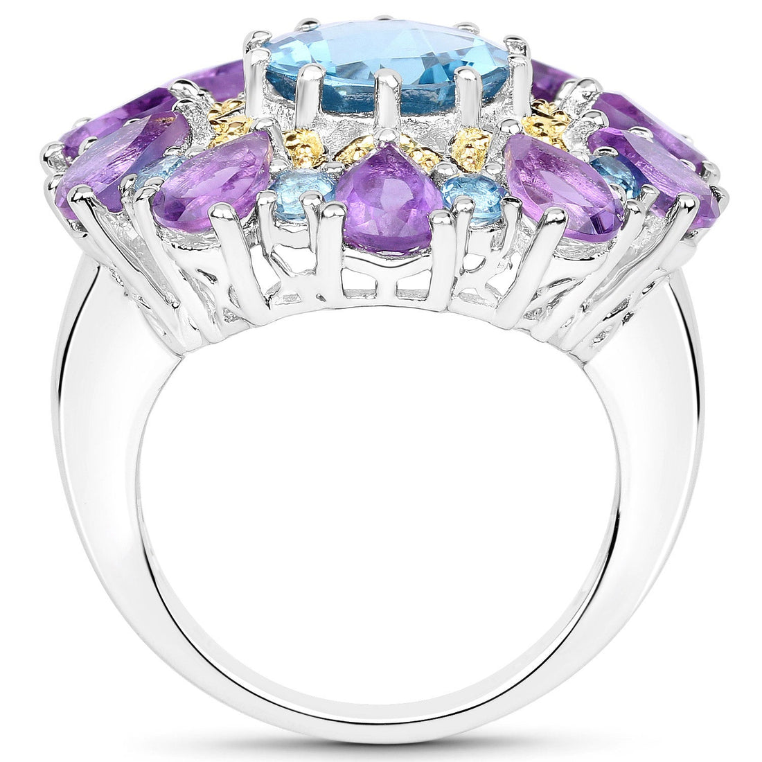 8.86 Carat Genuine London Blue Topaz and Amethyst .925 Sterling Silver Ring by Bids.com