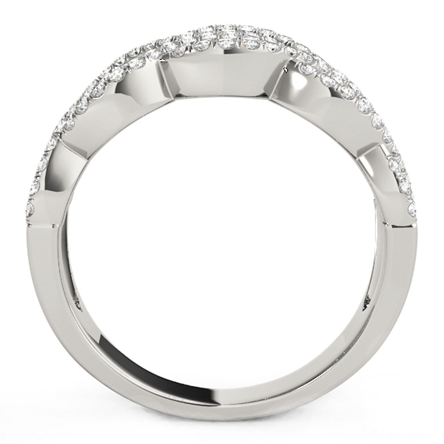 Diamond Studded Double Interlocking Waves Ring in 14k White Gold (5/8 cttw) by Bids.com