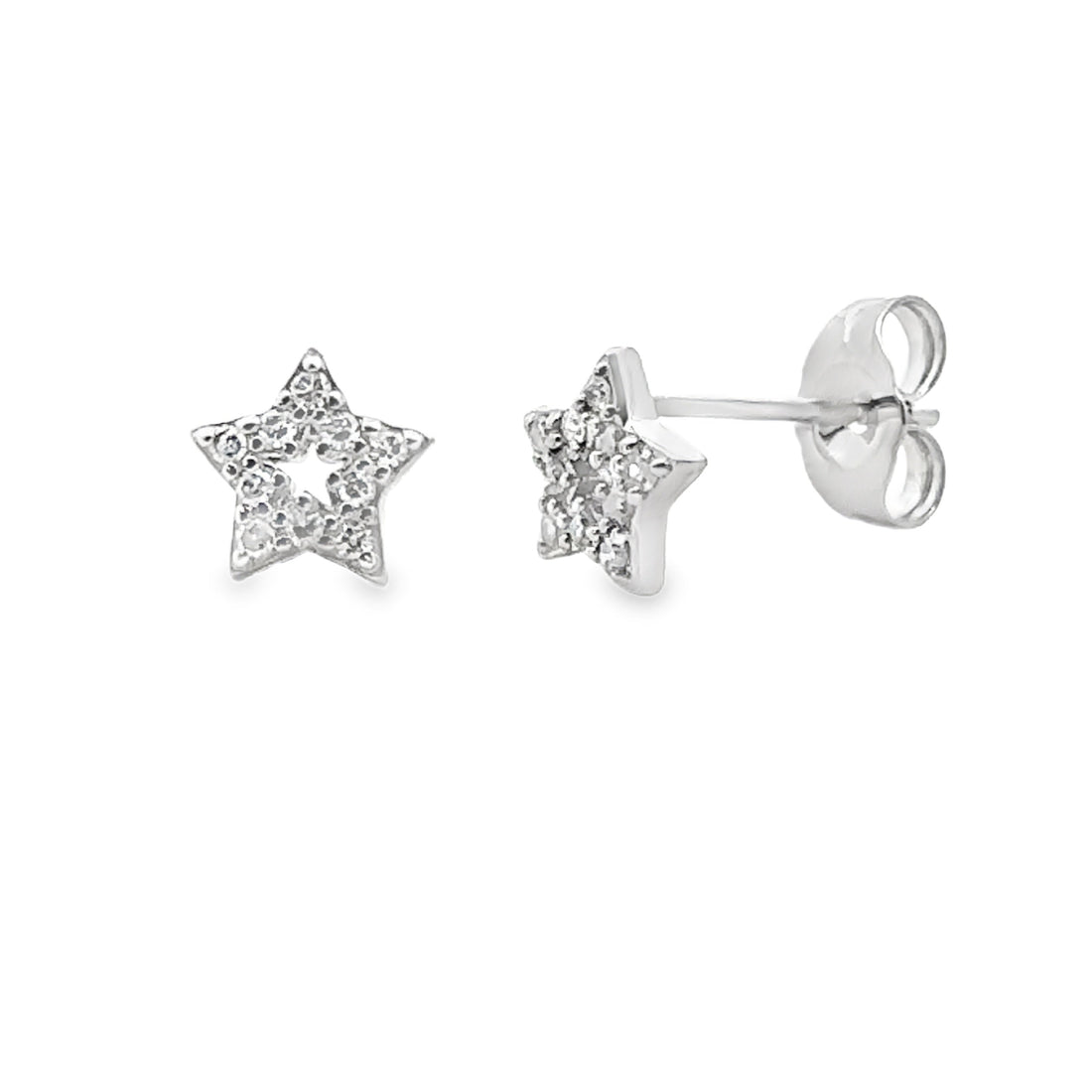 Natural .05ct Diamond Earrings 14KT White Gold by Bids.com