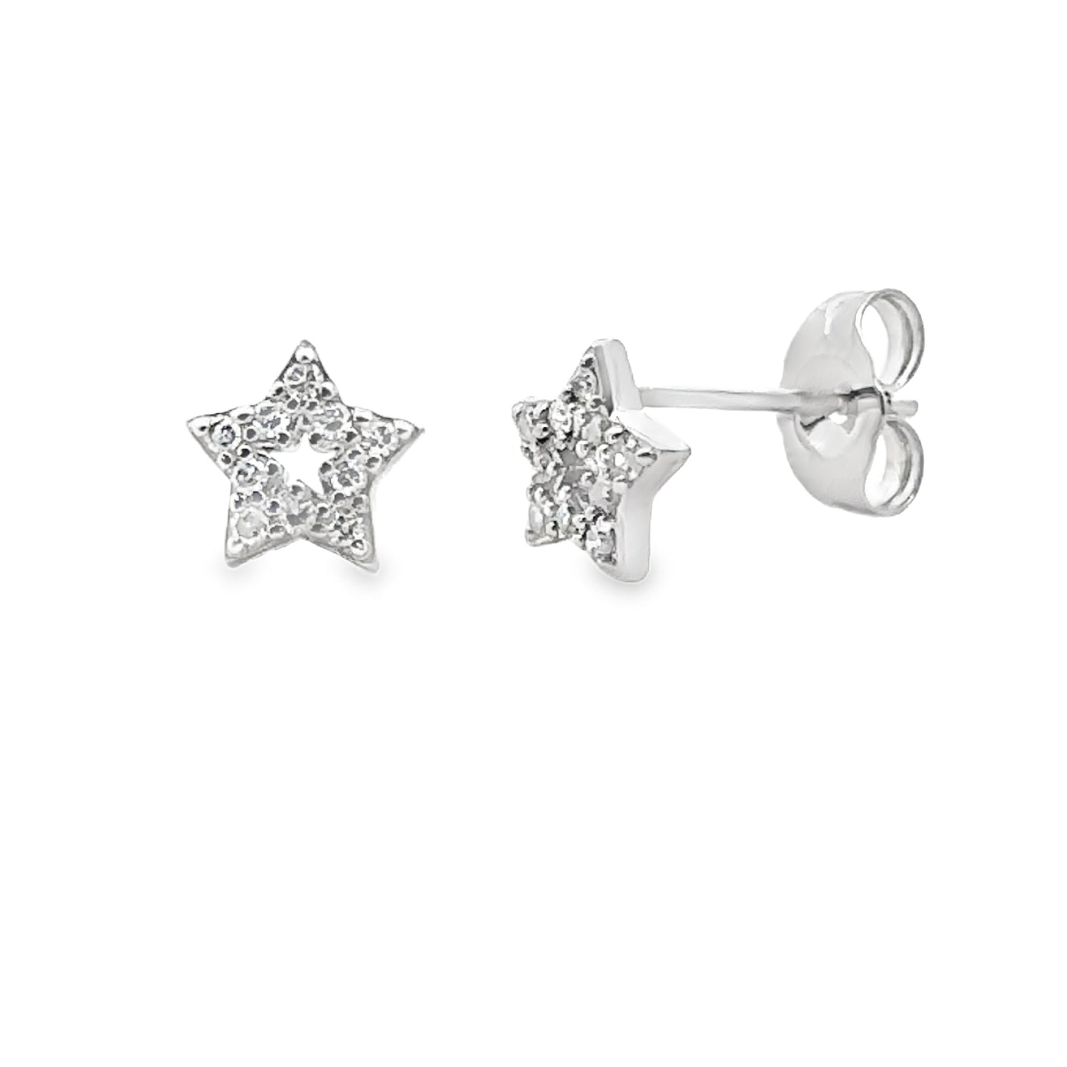 Natural .05ct Diamond Earrings 14KT White Gold by Bids.com