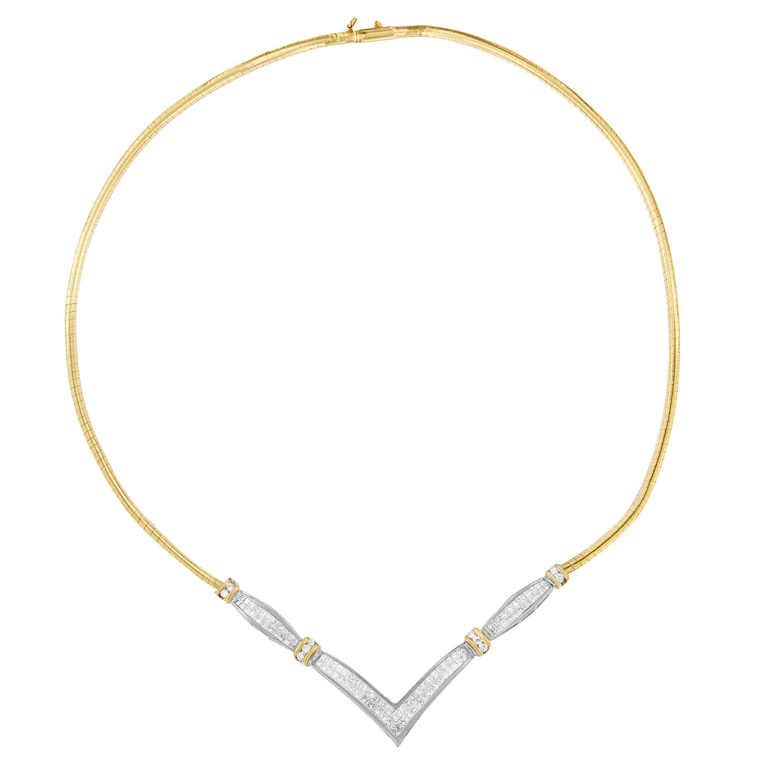 14K Yellow and White Gold 2.00 Cttw Round and Princess-Cut Diamond &