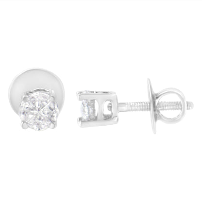 14K White Gold 1/2 Cttw Pie-Cut Diamond Solitaire Stud Earrings (H-I Color, SI1-SI2 Clarity) by Bids.com