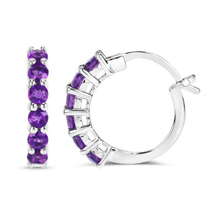 1.20 Carat Genuine Amethyst .925 Sterling Silver Earrings  DestGlow