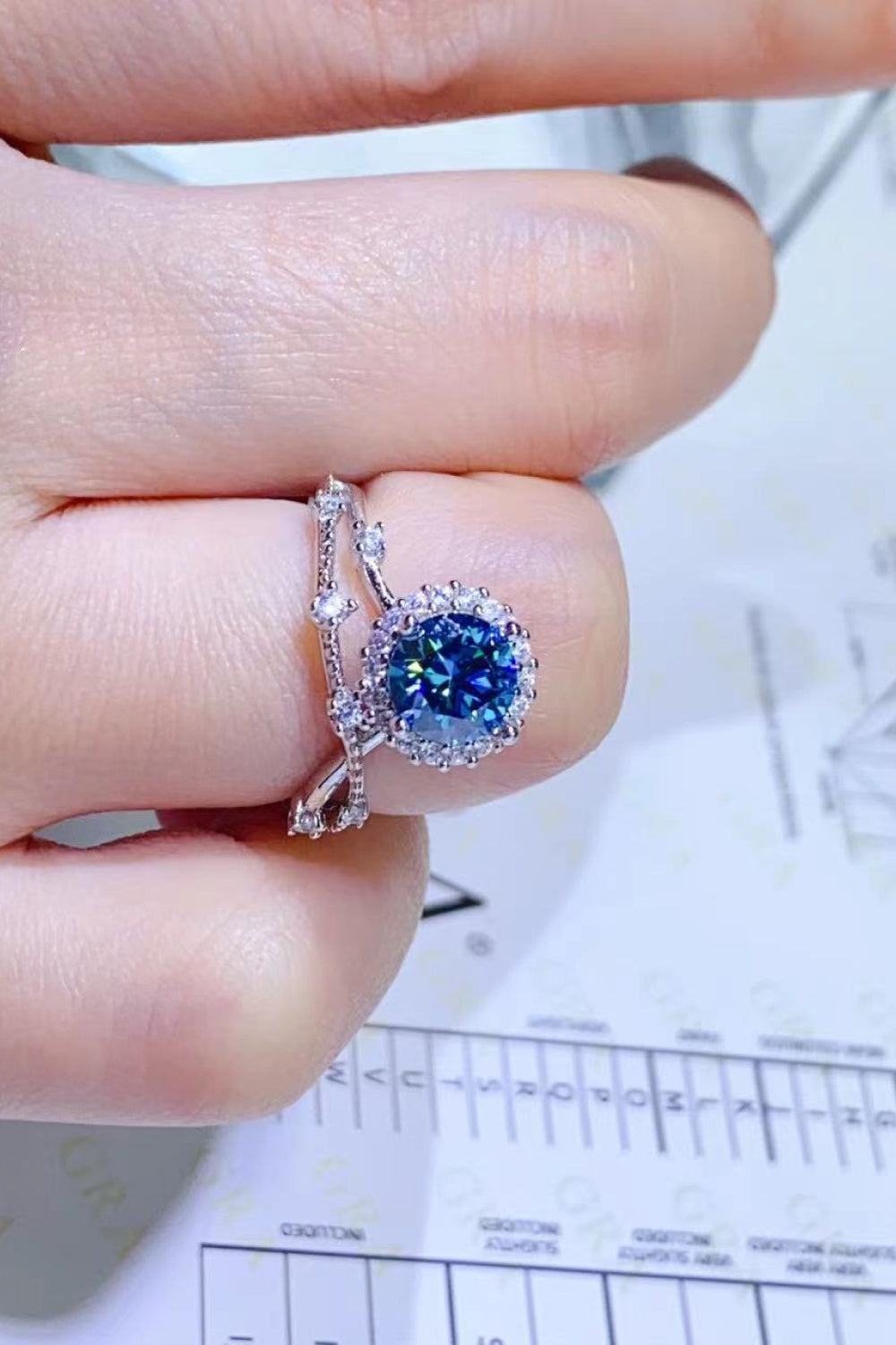 1 Carat Blue Brilliant Round Cut Sparkala™ Platinum Over Pure Sterling Silver Ring (Blue Or Purple) by Sparkala