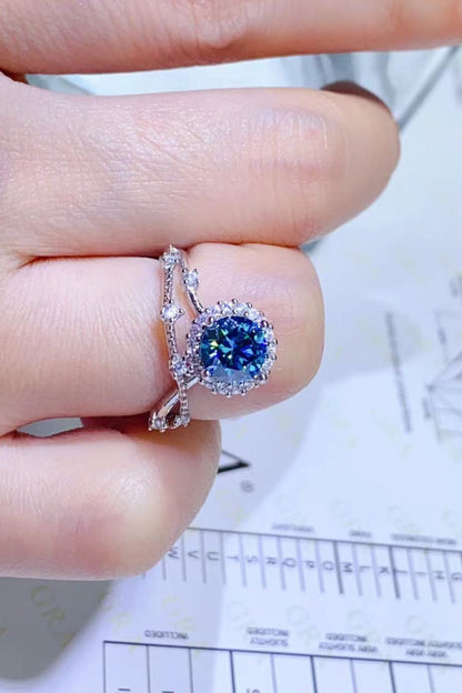 1 Carat Blue Brilliant Round Cut Sparkala™ Platinum Over Pure Sterling Silver Ring (Blue Or Purple) by Sparkala