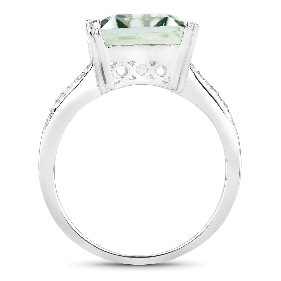 10.64 Carat Genuine Green Amethyst and White Topaz .925 Sterling Silver Ring by Bids.com