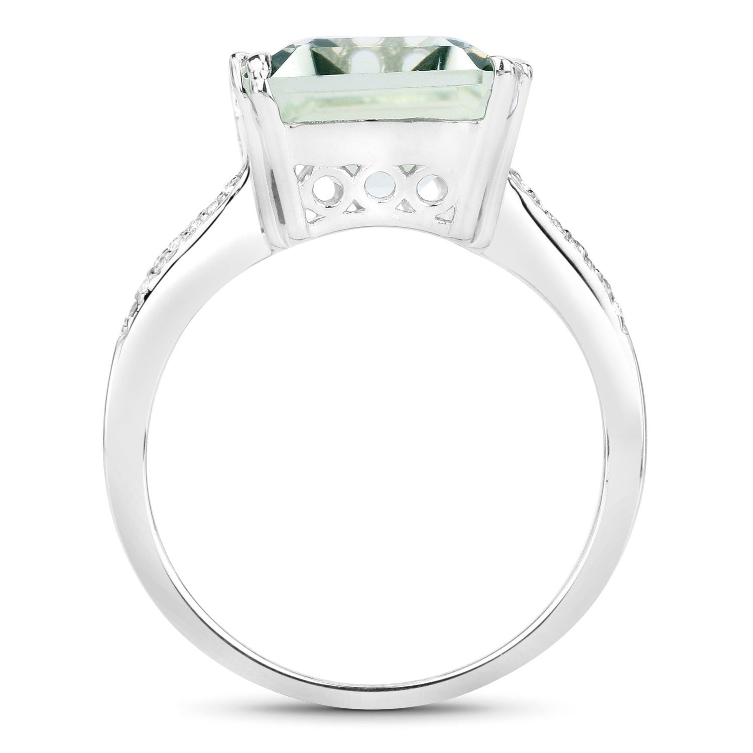 10.64 Carat Genuine Green Amethyst and White Topaz .925 Sterling Silver Ring by Bids.com