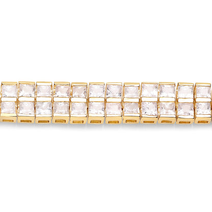 14K Yellow Gold Plated 9.52 Carat Genuine Blue Sapphire and White Sapphire .925 Sterling Silver Bracelet by Bids.com