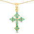 14K Yellow Gold Plated 1.05 Carat Genuine Zambian Emerald .925 Sterling Silver Pendant by Bids.com