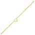 10k Yellow Gold Double Rolo Chain Anklet with an Open Heart Station  DestGlow