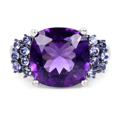 6.34 Carat Genuine Amethyst and Tanzanite .925 Sterling Silver Ring by Bids.com