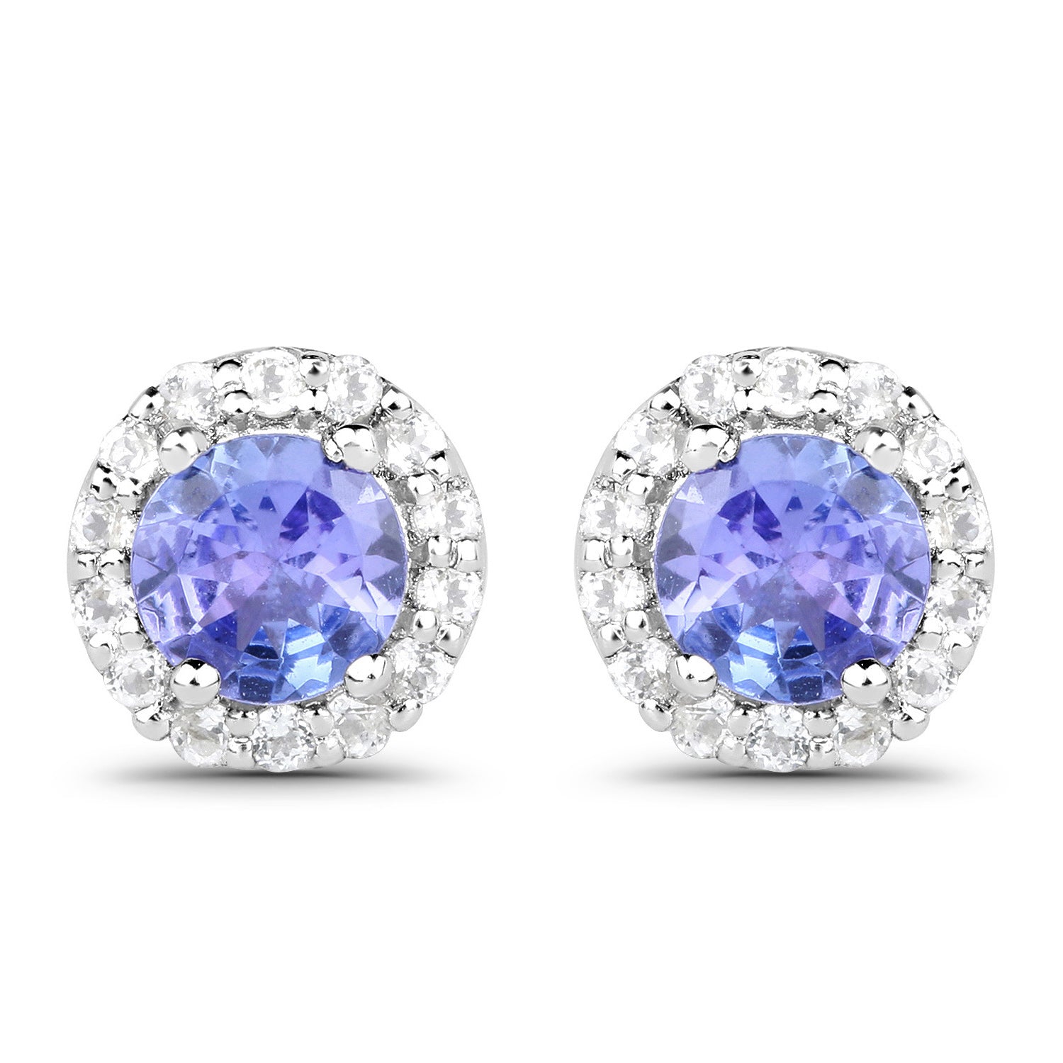 3.77 Carat Genuine Tanzanite and White Topaz .925 Sterling Silver 3 Piece Jewelry Set (Ring, Earrings, and Pendant w/ Chain) by Bids.com