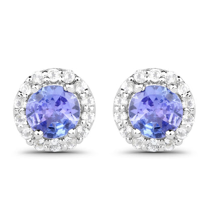 3.77 Carat Genuine Tanzanite and White Topaz .925 Sterling Silver 3 Piece Jewelry Set (Ring, Earrings, and Pendant w/ Chain) by Bids.com