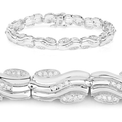 0.84 Carat Genuine White Diamond .925 Sterling Silver Bracelet by Bids.com