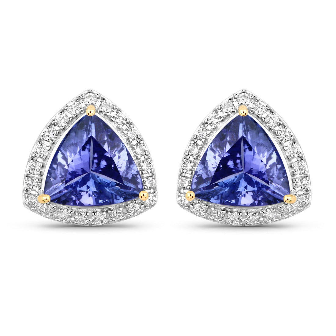 3.82 Carat Genuine Tanzanite and White Diamond 14K Yellow Gold Earrings by Bids.com