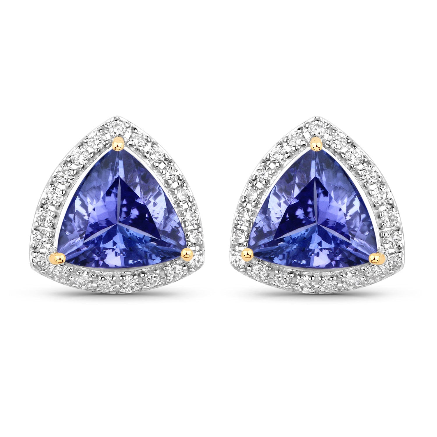 3.82 Carat Genuine Tanzanite and White Diamond 14K Yellow Gold Earrings by Bids.com