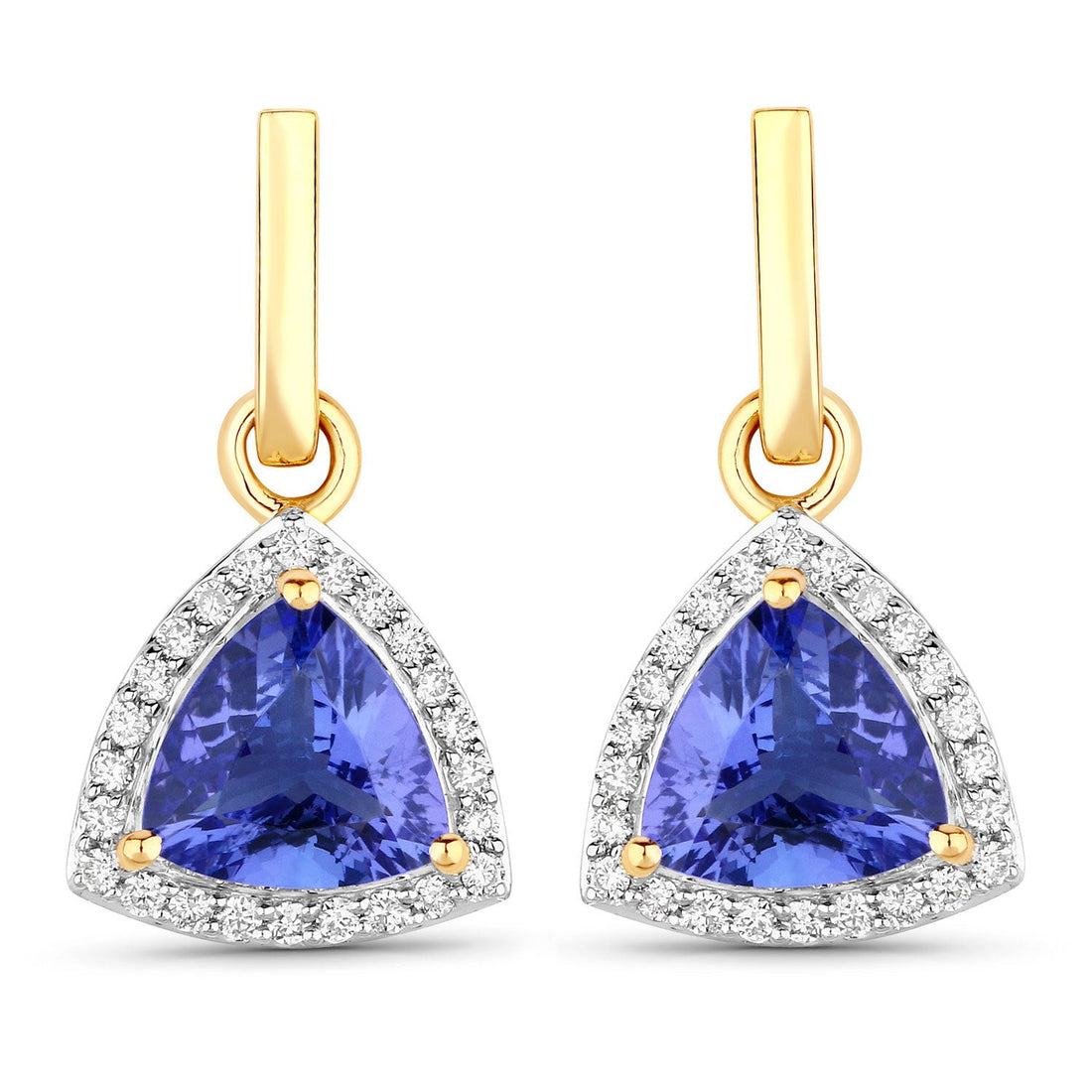3.86 Carat Genuine Tanzanite and White Diamond 14K Yellow Gold Earrings by Bids.com