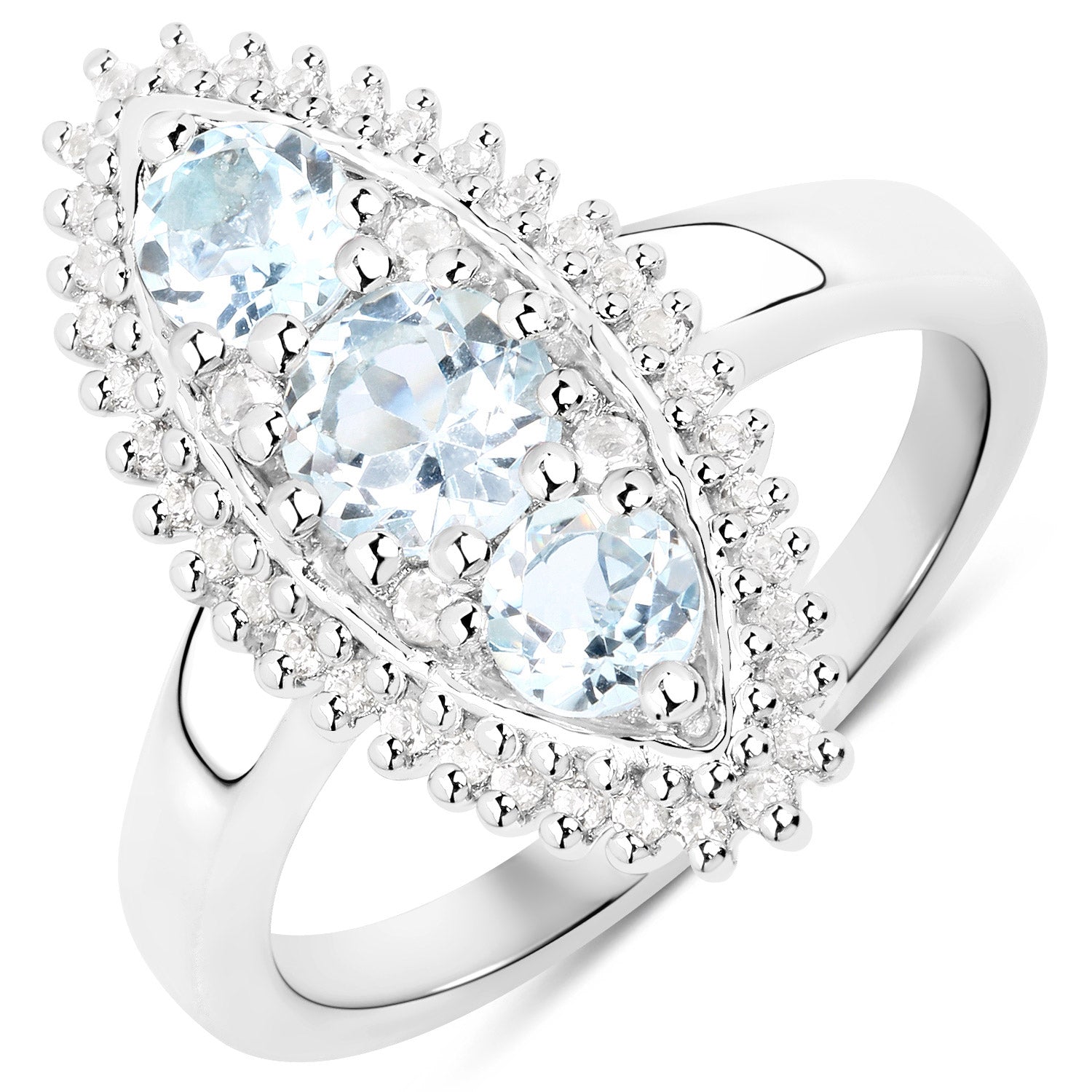 4.50 Carat Genuine Blue Topaz and White Topaz .925 Sterling Silver 3 Piece Jewelry Set (Ring, Earrings, and Pendant w/ Chain) by Bids.com