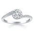 14k White Gold Bypass Swirl Diamond Halo Engagement Ring by Bids.com