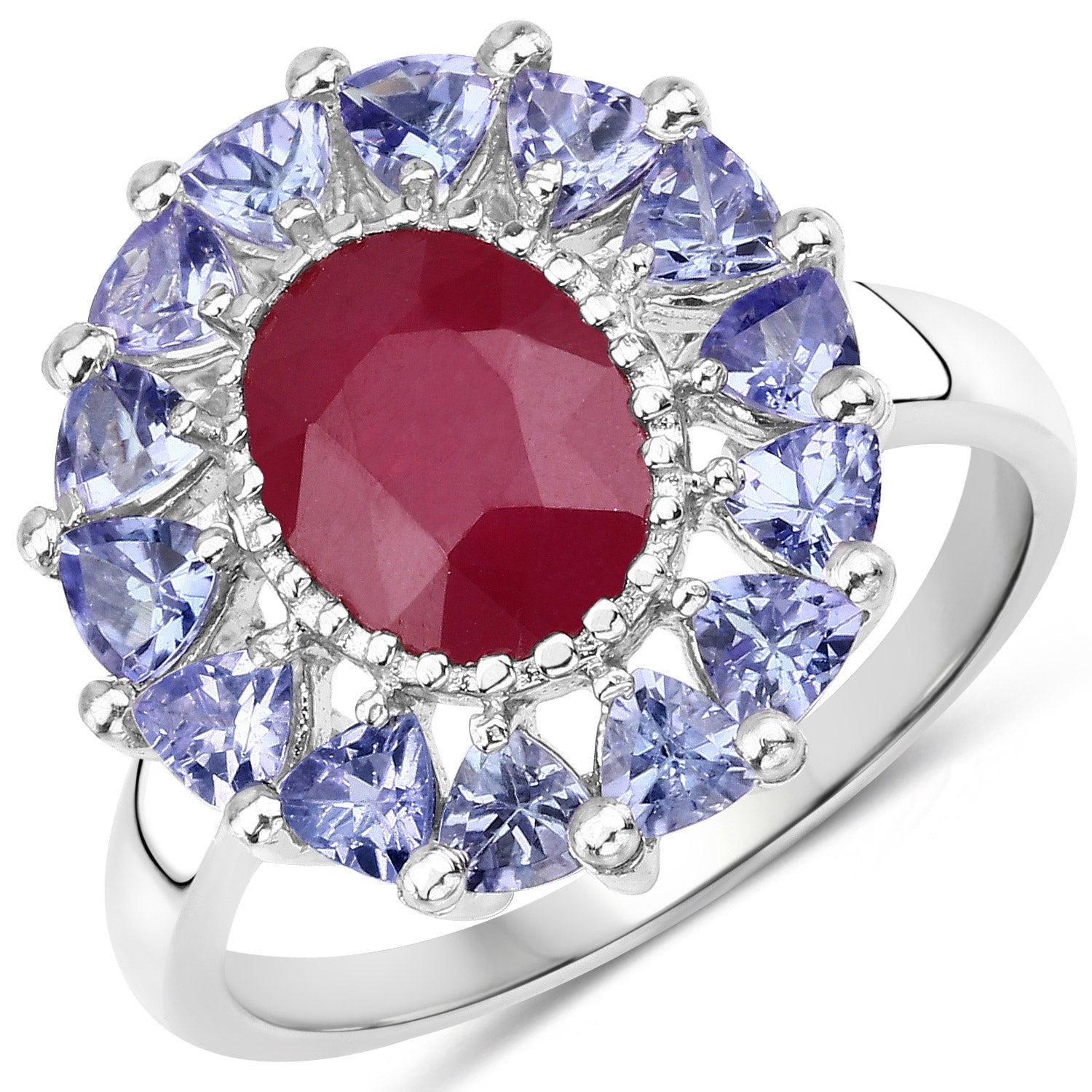 3.70 Carat Glass Filled Ruby and Tanzanite .925 Sterling Silver Ring by Bids.com