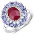 3.70 Carat Glass Filled Ruby and Tanzanite .925 Sterling Silver Ring by Bids.com
