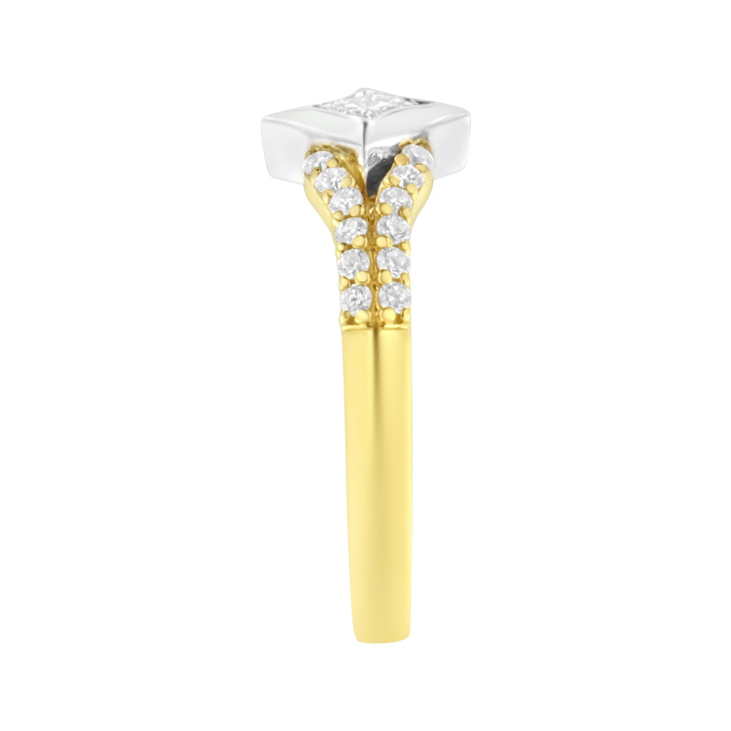 10K Two Tone Color 1/2 Cttw Diamond Kite and Split Shank Ring (H-I Color,SI2-I1 Clarity) by Bids.com
