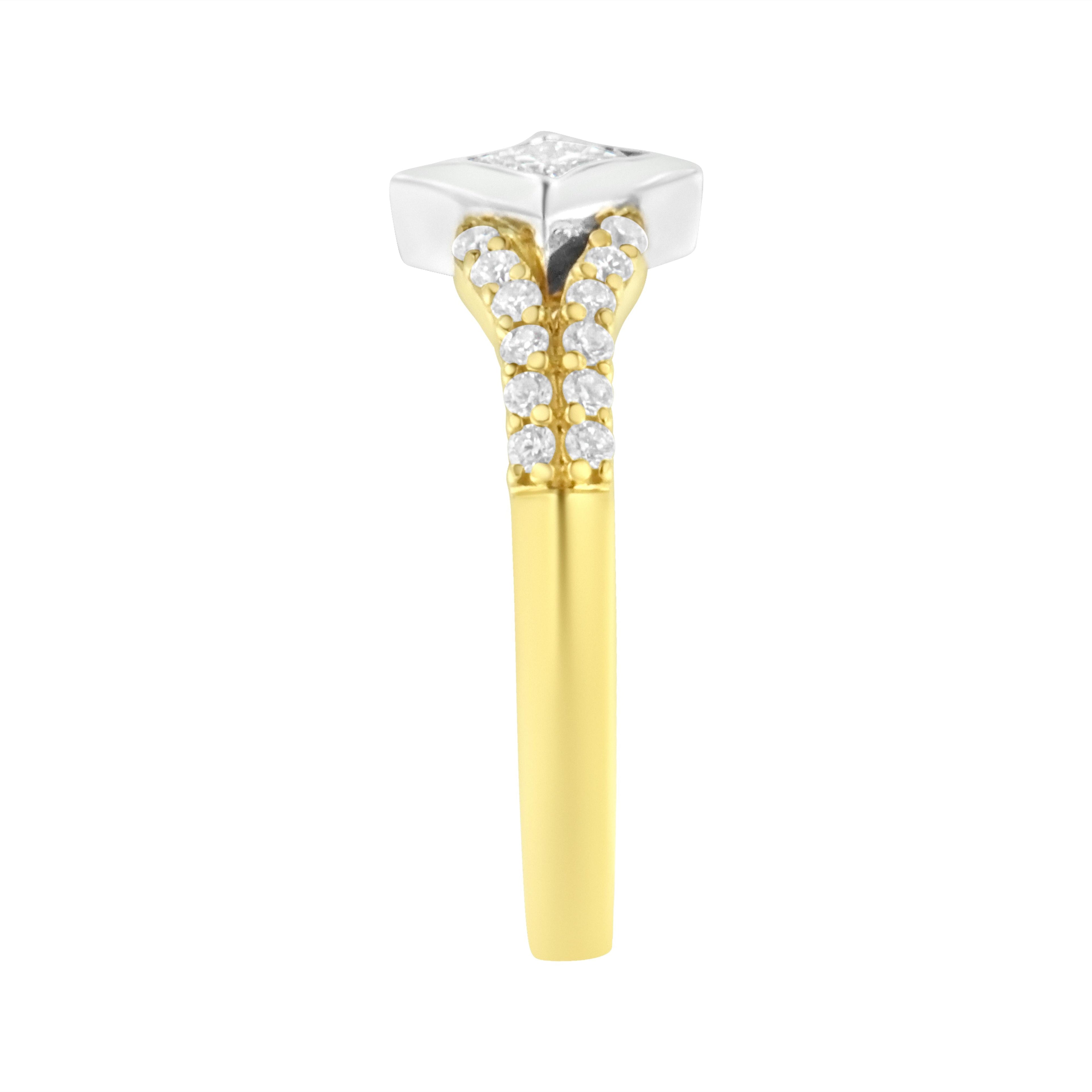 10K Two Tone Color 1/2 Cttw Diamond Kite and Split Shank Ring (H-I Color,SI2-I1 Clarity) by Bids.com