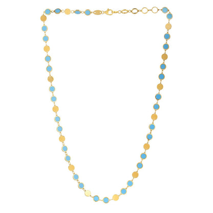 14k Yellow Gold Turquoise Geometric Mirror Gem Chain Necklace (5.00 mm) by Bids.com