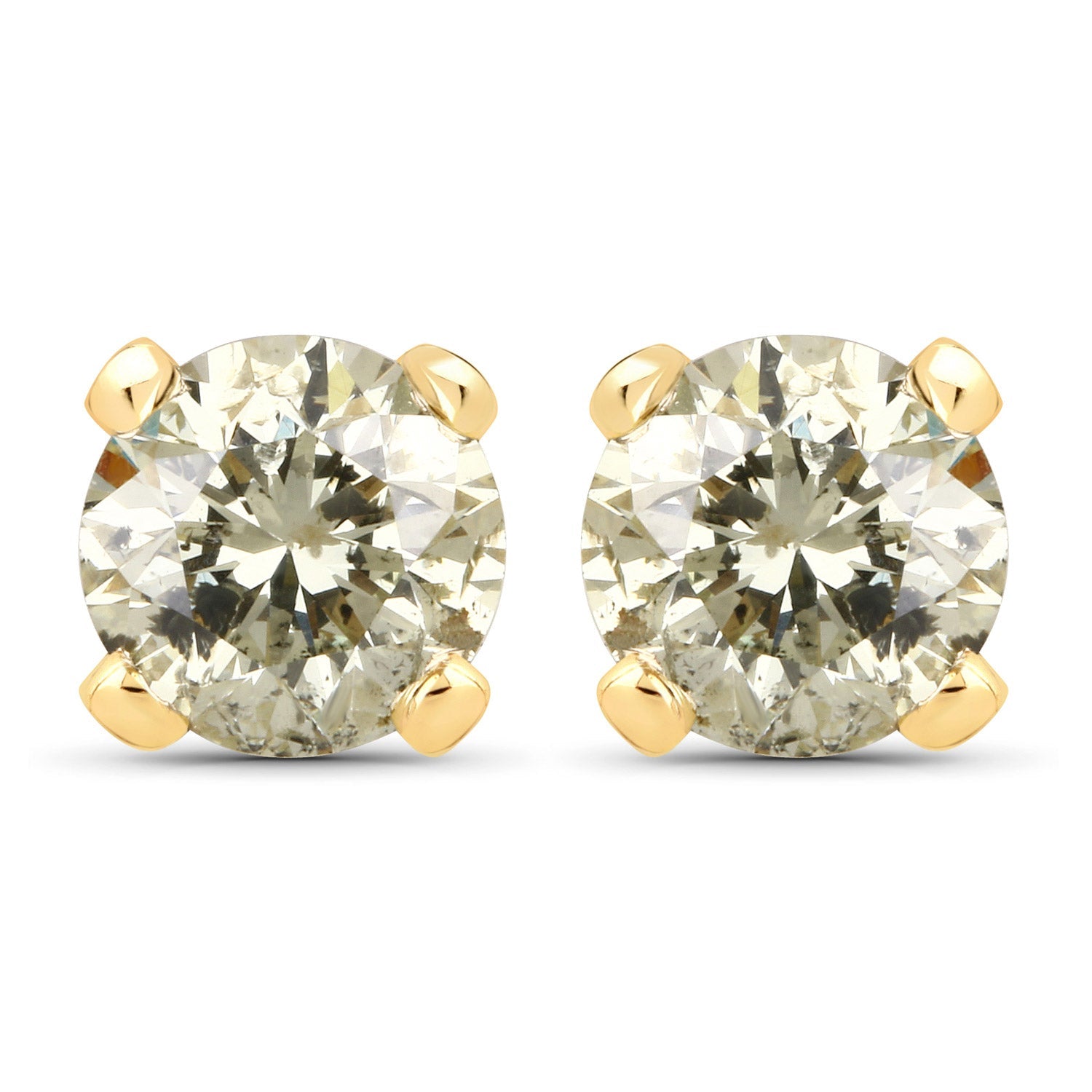 0.98 Carat Genuine LB Diamond 14K Yellow Gold Earrings by Bids.com