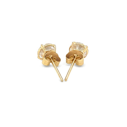 14k Yellow Gold Stud Earrings with White Hue Faceted Cubic Zirconia by Bids.com