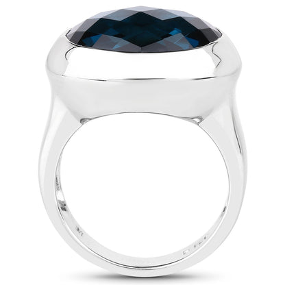 10.25 Carat Genuine London Blue Topaz .925 Sterling Silver Ring by Bids.com