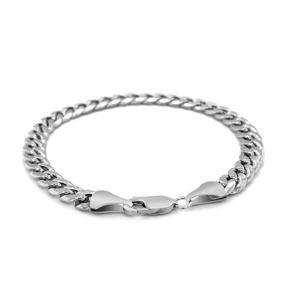6.7mm 14k White Gold Miami Cuban Semi Solid Bracelet by Bids.com