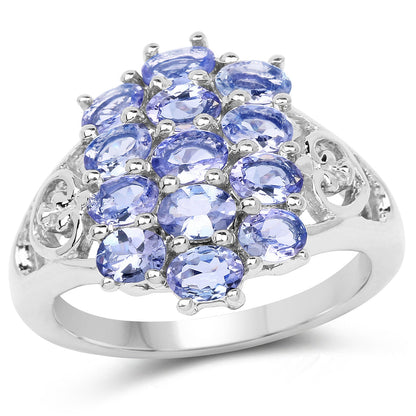 2.21 Carat Genuine Tanzanite .925 Sterling Silver Ring by Bids.com