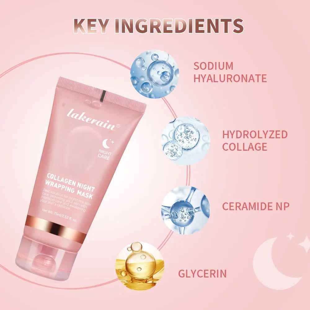 Collagen Overnight Wrapping Peel off Facial Mask Korean Collagen Night Wrapping Mask Deeply Hydrates Night Care Mask Cream 75Ml