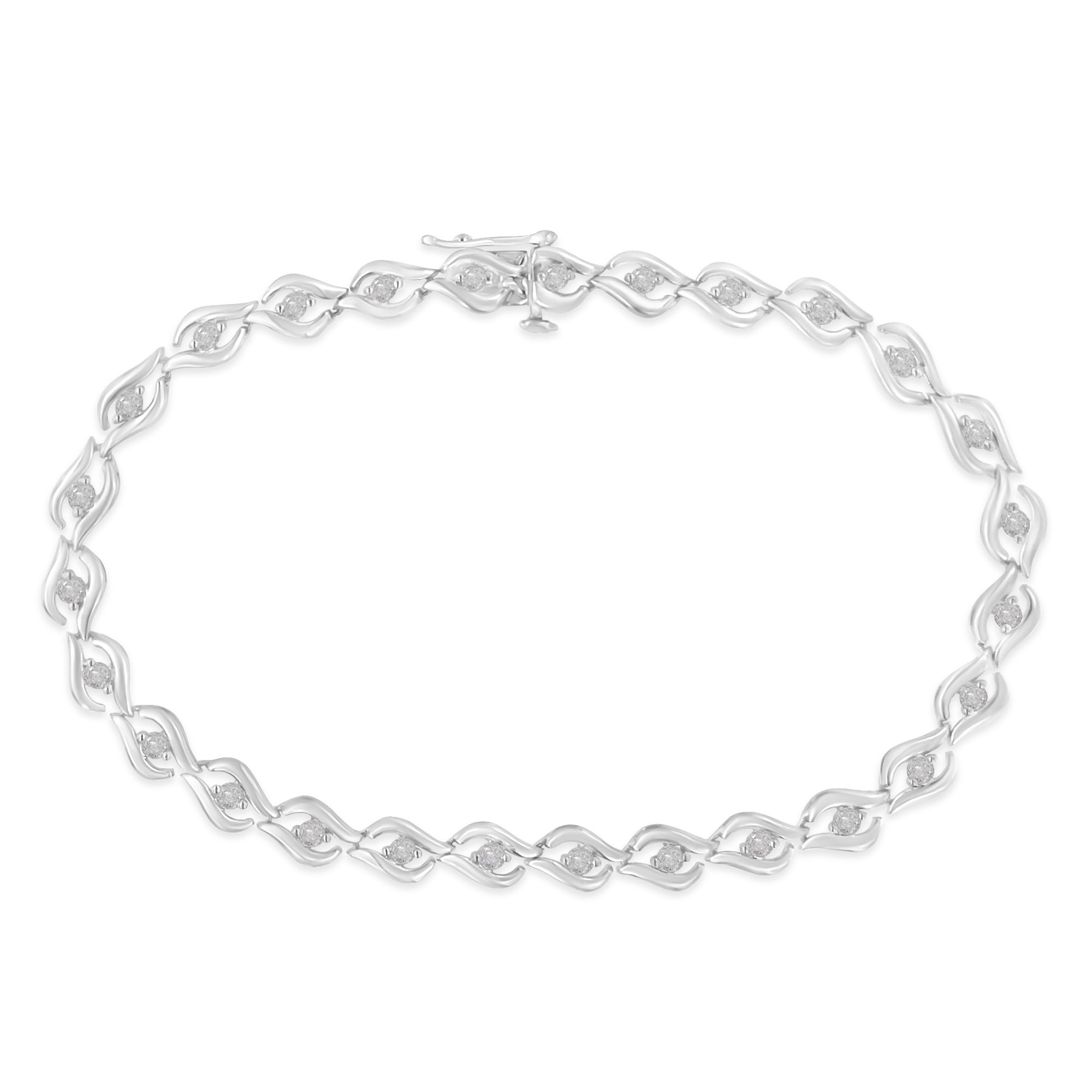 .925 Sterling Silver 1/2 Cttw Rose Cut Diamond Almond Shape Link Tennis Bracelet (I-J Color, I3 Clarity) - 7â€Â  DestGlow