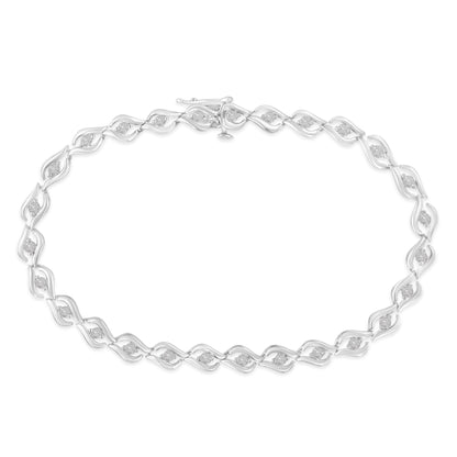 .925 Sterling Silver 1/2 Cttw Rose Cut Diamond Almond Shape Link Tennis Bracelet (I-J Color, I3 Clarity) - 7â€Â  DestGlow