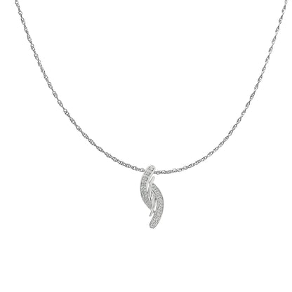 .925 Sterling Silver Diamond Accent Bypass Curve 18" Pendant Necklace (I-J Color, I3 Clarity) by Bids.com